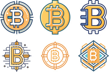 Obraz premium Diverse Bitcoin Logo Designs Pack Perfect for Cryptocurrency Branding and App Development