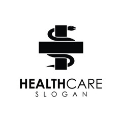 health vector design logo with cross and snake 