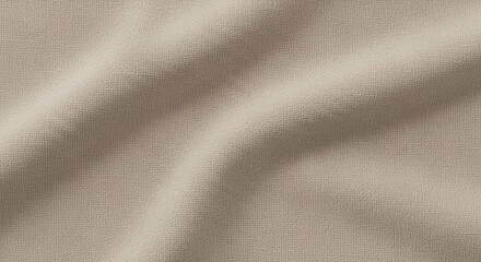 Soft beige fabric with wavy folds, creating a sense of coziness and comfort, an ideal background for design.
