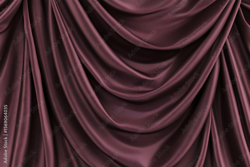 Poster elegant deep burgundy draped fabric with soft folds, creating a luxurious backdrop for various uses