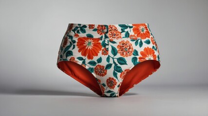 Vibrant highwaisted floral bikini bottoms in orange and green