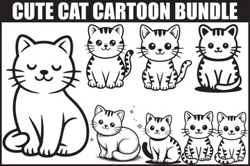Adorable Cartoon Cat Clipart Bundle