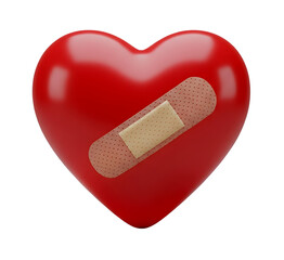 Broken Heart with a Bandage Minimalist 3D Rendering in a Soft And Smooth Renderer
