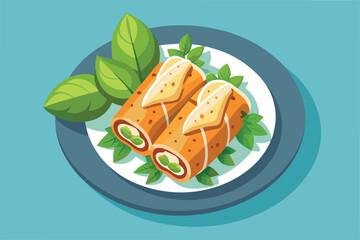 Delicious Creamy Chicken Crepe Rolls Savory Recipe Illustration