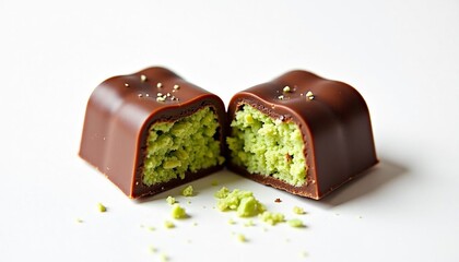 Delicious chocolate confection with vibrant green pistachio filling, perfect for a sweet treat or dessert