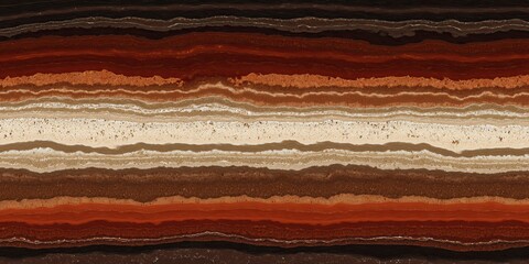 An abstract layered cross-section, showcasing earthen tones and textured horizontal striations