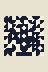 Geometric Bauhaus Posters with Abstract Patterns Vector Mosaic Modern Backgrounds Scandinavian or Swiss Bauhaus Color Art and Shapes Patterns Wall Art Decor Design Vector