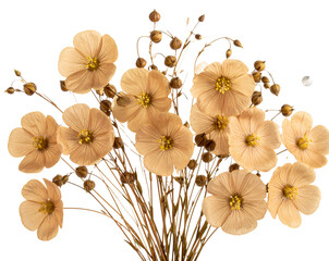 Dried Flax Flowers Isolated on Transparent Background PNG