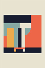 Geometric Bauhaus Posters with Abstract Patterns Vector Mosaic Modern Backgrounds Scandinavian or Swiss Bauhaus Color Art and Shapes Patterns Wall Art Decor Design Vector