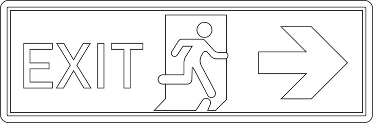 Emergency Exit line art Icon. illustration of running man and exit door sign. Escape and evacuation symbol. Various exit sign isolated white background.Evacuation and relocation of people to safety.