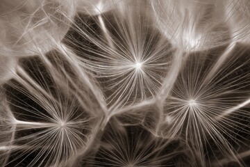 Naklejka premium Delicate Dandelion Seed Head Close-Up Abstraction