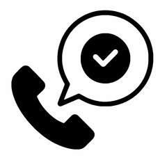 Vector illustration of a phone handset communicating a call confirmation with speech bubble