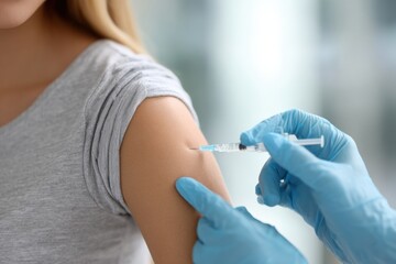 Woman getting a shot in his arm