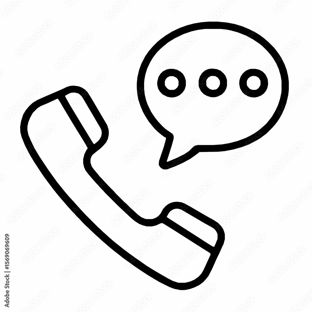 Aufkleber simple line art illustration of a phone with speech bubble representing communication and dialogue