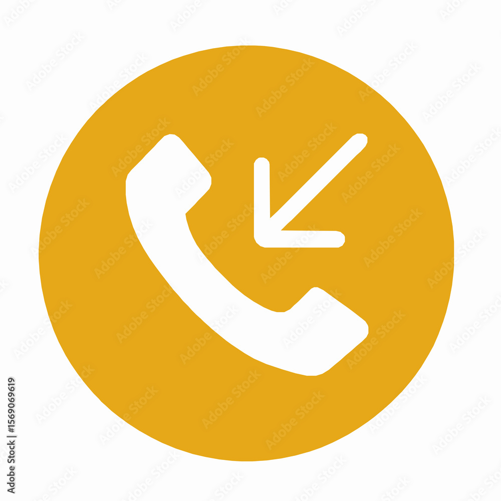 Poster incoming call icon representing a phone call with an arrow in a vibrant yellow circle