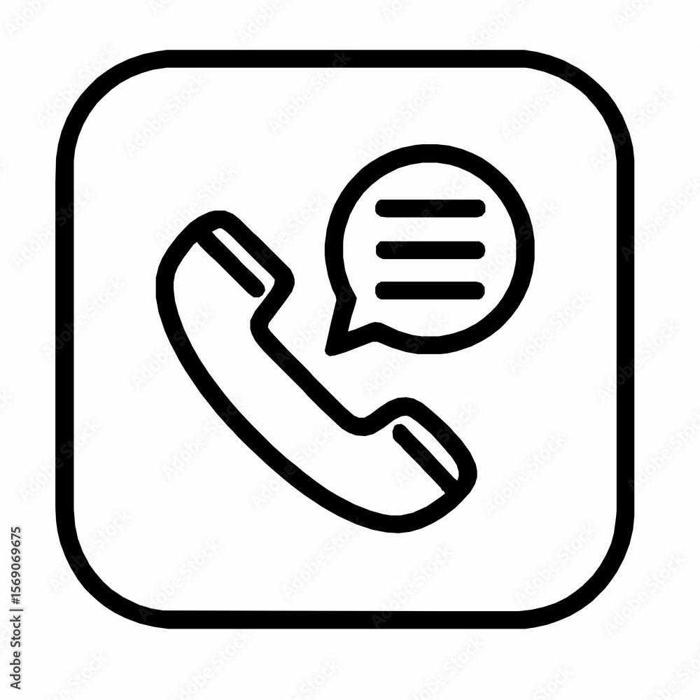 Poster modern icon representing phone communication and messaging with a rounded square frame