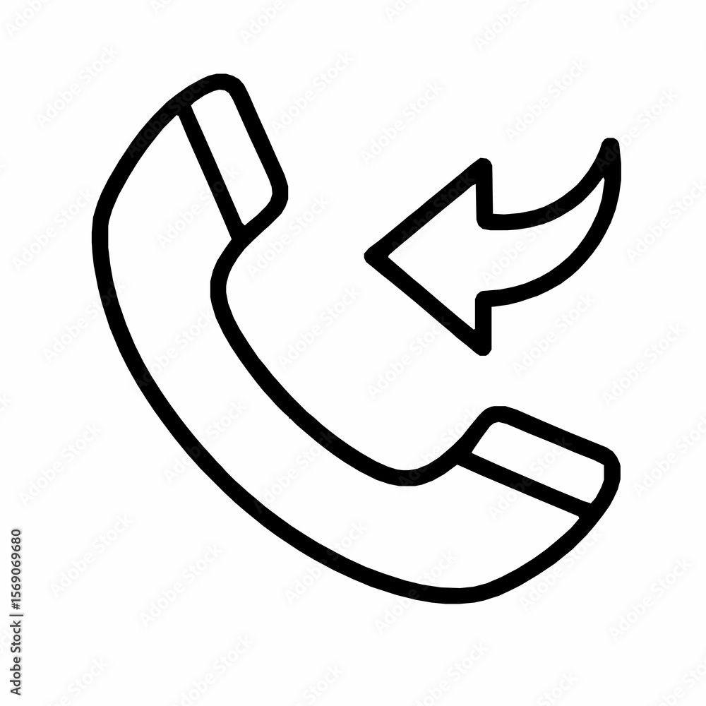 Poster incoming call icon in minimalist black and white design representing communication and support