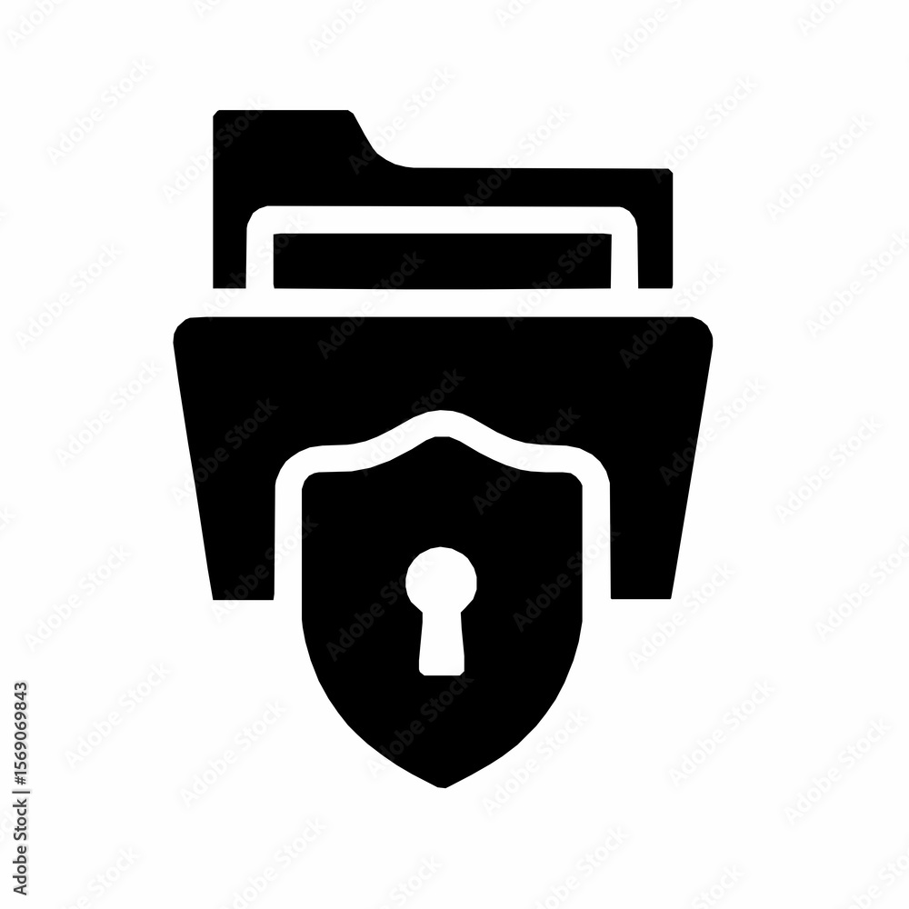 Poster secure digital folder symbol illustrating data protection and confidential information storage