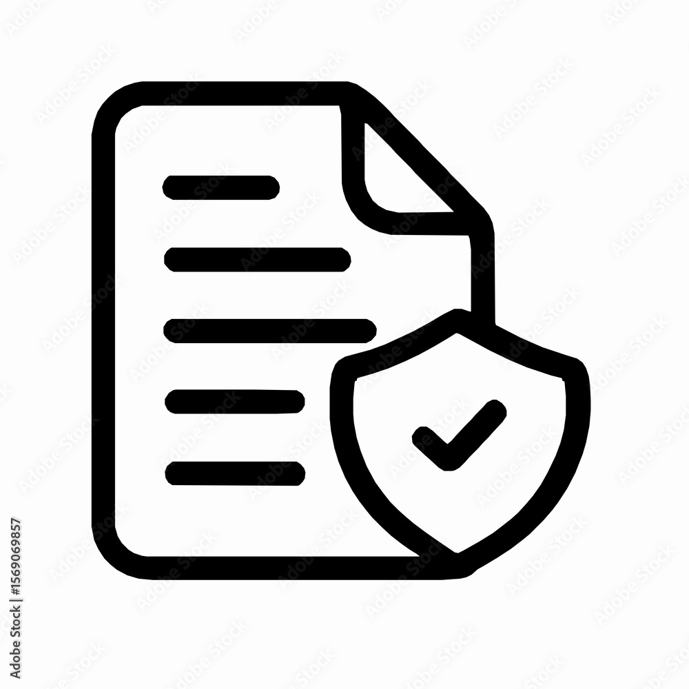 Poster secure document icon depicting protection and approved confirmation for various digital applications