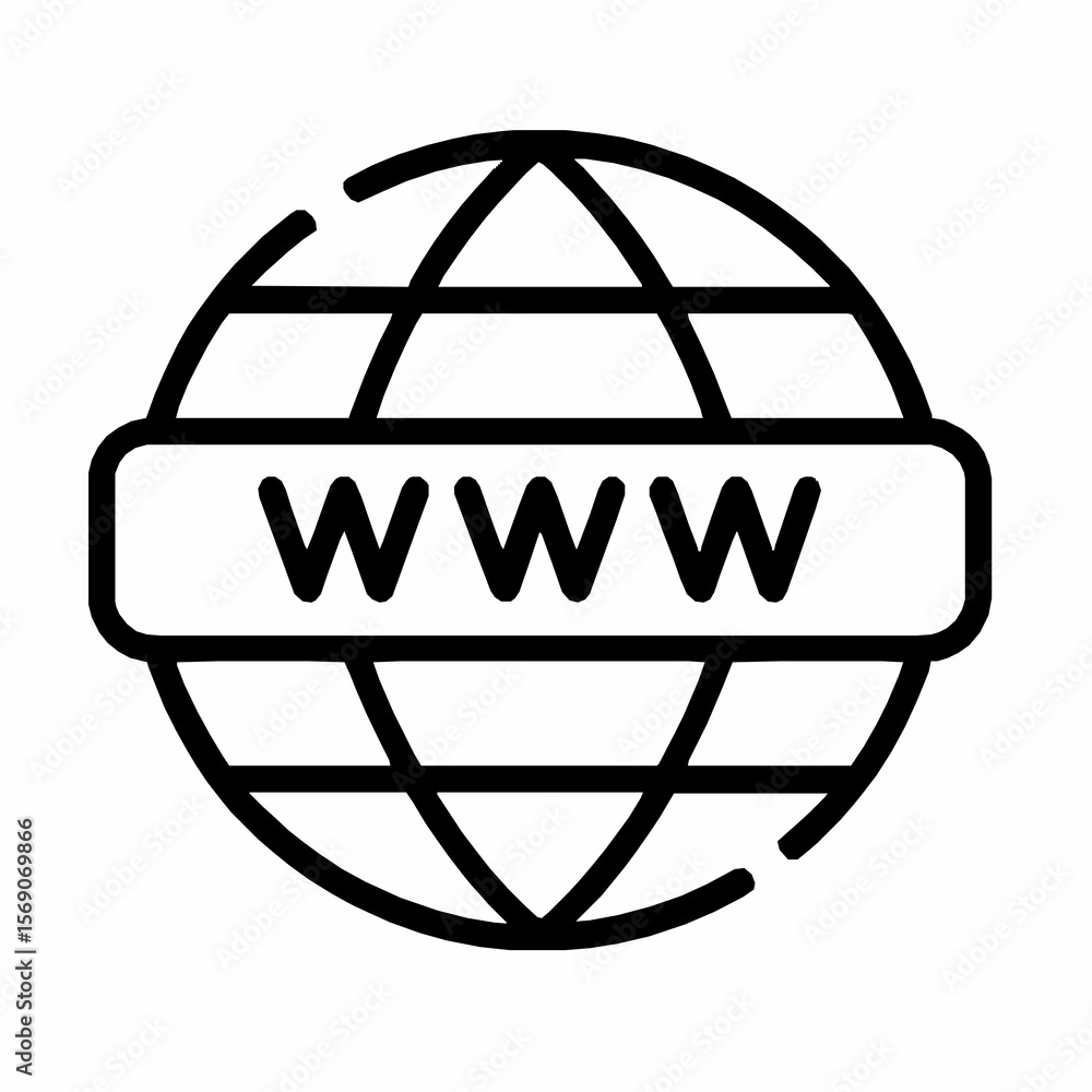 Poster simple vector graphic depicting the world wide web and global network connectivity