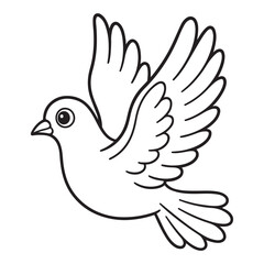 Outline drawing of a dove in flight, perfect for coloring books.