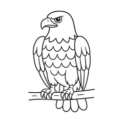 Bold Line Art Illustration of an Eagle Perched on a Branch