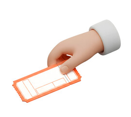 Hand Holding a Blank Event Ticket Minimalist 3D Rendering in a Soft And Smooth Renderer