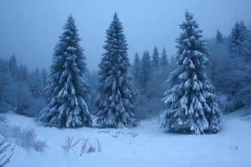 Naklejka premium Quiet Winter Day Among The Snowy Trees