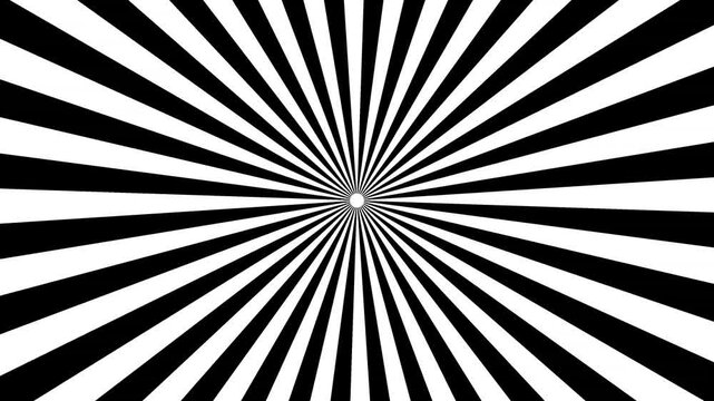 Black and white sunburst circle. Stripes sunburst rotating motion