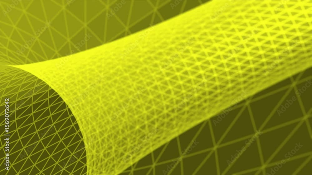 Poster yellow color lines and dots mesh pattern flyling through 3d tunnel modern design loop able geometric