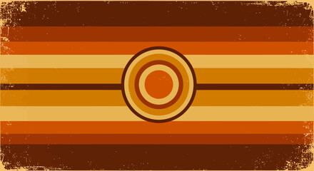 A visually striking abstract graphic design featuring concentric circles and horizontal stripes in a retro warm color palette creating a vintage aesthetic for graphic design and decorative purposes