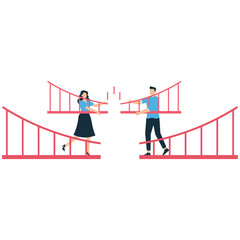 Business Bridge Connecting Two Paths for Collaboration