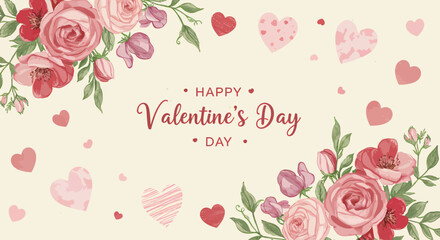Celebrate the Day of Love with Beautiful Floral Arrangements and Sweet Hearts a Perfect Valentine's Day Greeting Card for Your Special Someone