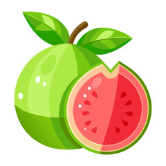 Healthy Guava Vector Art - Guava Fruit with Seeds and Flesh on White Background


