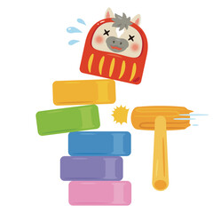 午の達磨落とし　失敗