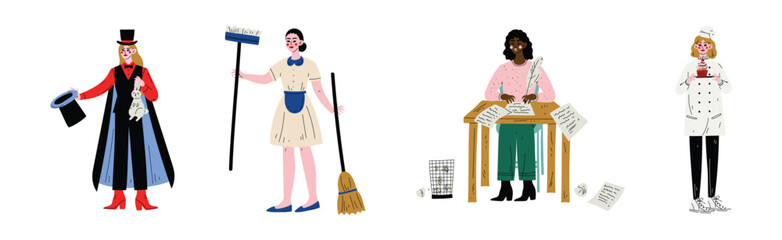 Woman Character of Different Profession Have Career Vector Set