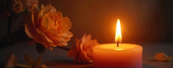 Mesmerizing Candlelight Flickering Flame in Warm Hues, Peaceful Ambiance, Perfect for Relaxation, Meditation, and Spiritual Themes