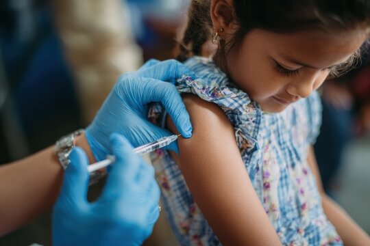Child getting a shot in an arm - Powered by Adobe