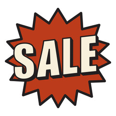 Explosive sale badge with bold letters and red background. Vector.