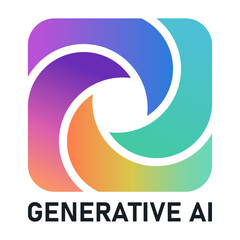 Generative AI swirl icon in gradient rainbow colors. Vector.