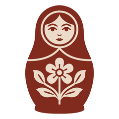 Traditional Russian matryoshka doll with floral design. Vector.