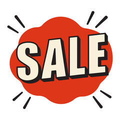 Sale bubble icon with bold typography and splash style. Vector.