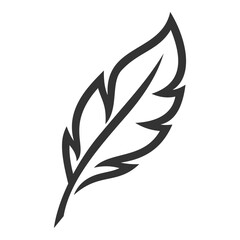 Minimalistic feather icon with elegant curve and sharp tip. Vector.