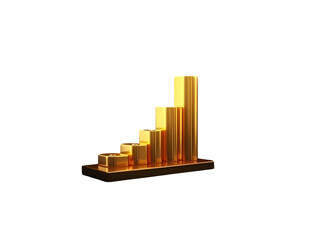 Ascending Golden Bar Graph 3 D Render   PNG file isolated on transparent background,
Minimalist Gold Bars Chart Financial Growth Success Representation