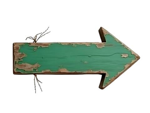 Weathered Green Wooden Arrow Sign Rustic Arrow Pointer Distressed Vintage Wood Signboard Shabby Chic Decor Element - Powered by Adobe