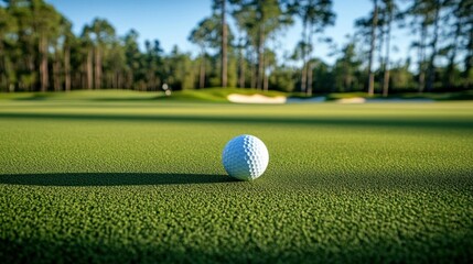 Fototapeta premium Golf ball on a manicured green