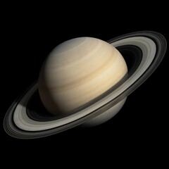 Saturn:  Detailed 3D Render, Majestic Rings, Celestial, Space Exploration, Planetary Science, Dramatic Lighting, Dark Background.