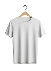Blank White T-Shirt on a Wooden Hanger Minimalist 3D Rendering in a Soft And Smooth Renderer