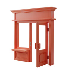 Shop Front with Open Door Minimalist 3D Rendering in a Soft And Smooth Renderer
