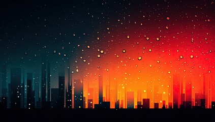 Cityscape Rain Sunset Abstract
